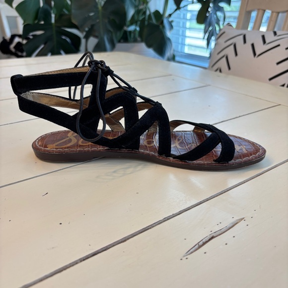Sam Edelman Gemma Gladiator Leather Lace Up Suede Sandal Women's Size 8 Black - Picture 8 of 12
